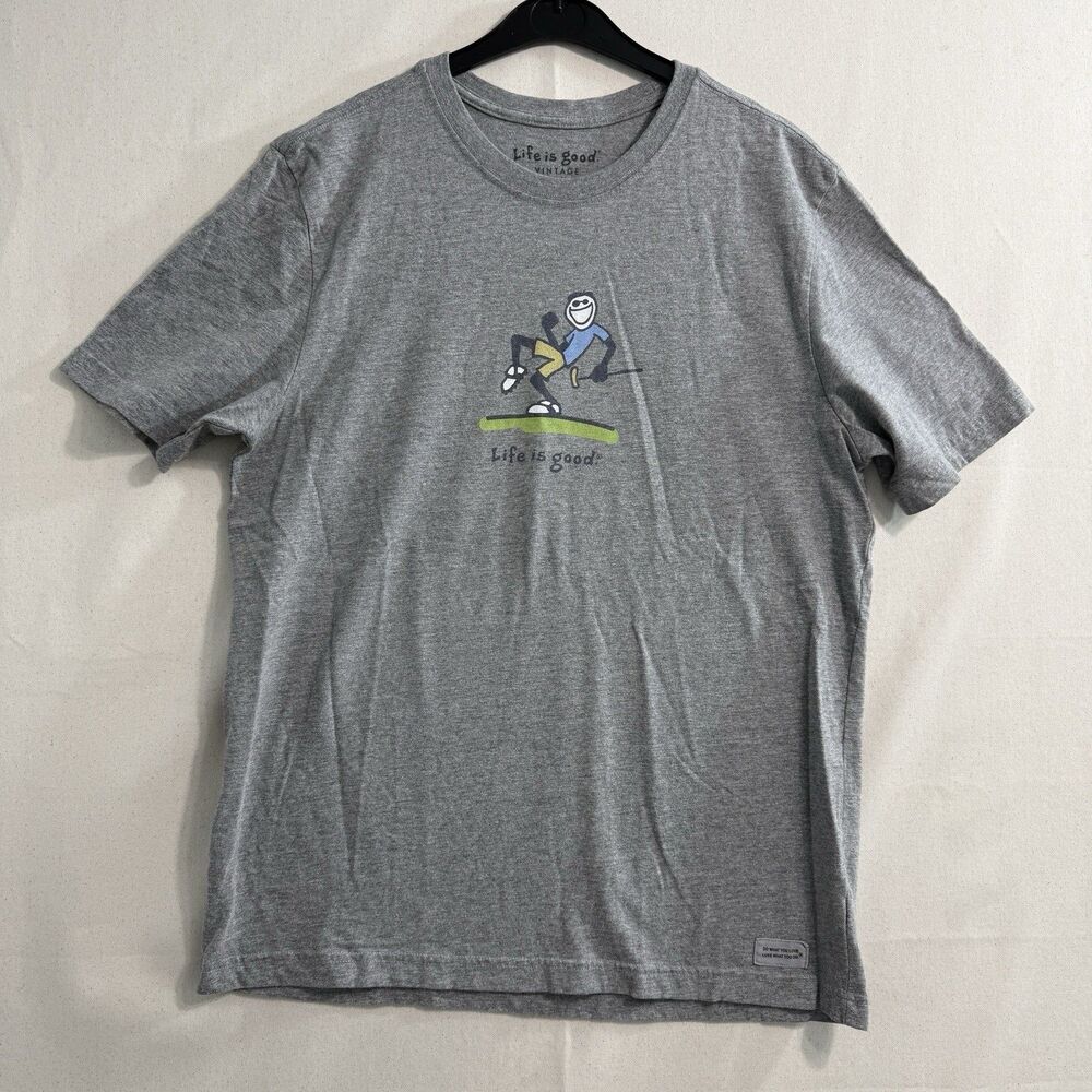 Life Is Good Mens T Shirt Medium Golf Graphic Crusher Short Sleeve Gray